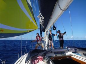 Happy crew approaching St Lucia