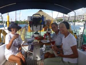 celebratory lunch after arrival in papeete- the end of our journey from Ecuador to Tahiti