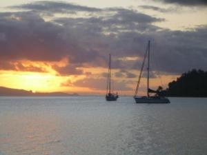 Avea anchorage at sunset