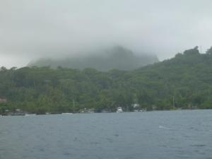 Borabora yacht club in bad weather- a bit different!