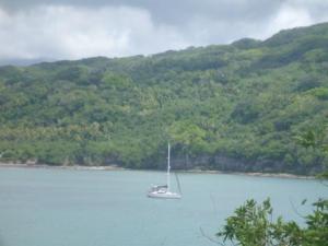 at anchor in Resolution bay