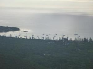 Anchorage of Iles des Pins from top of hill. Very busy for NC